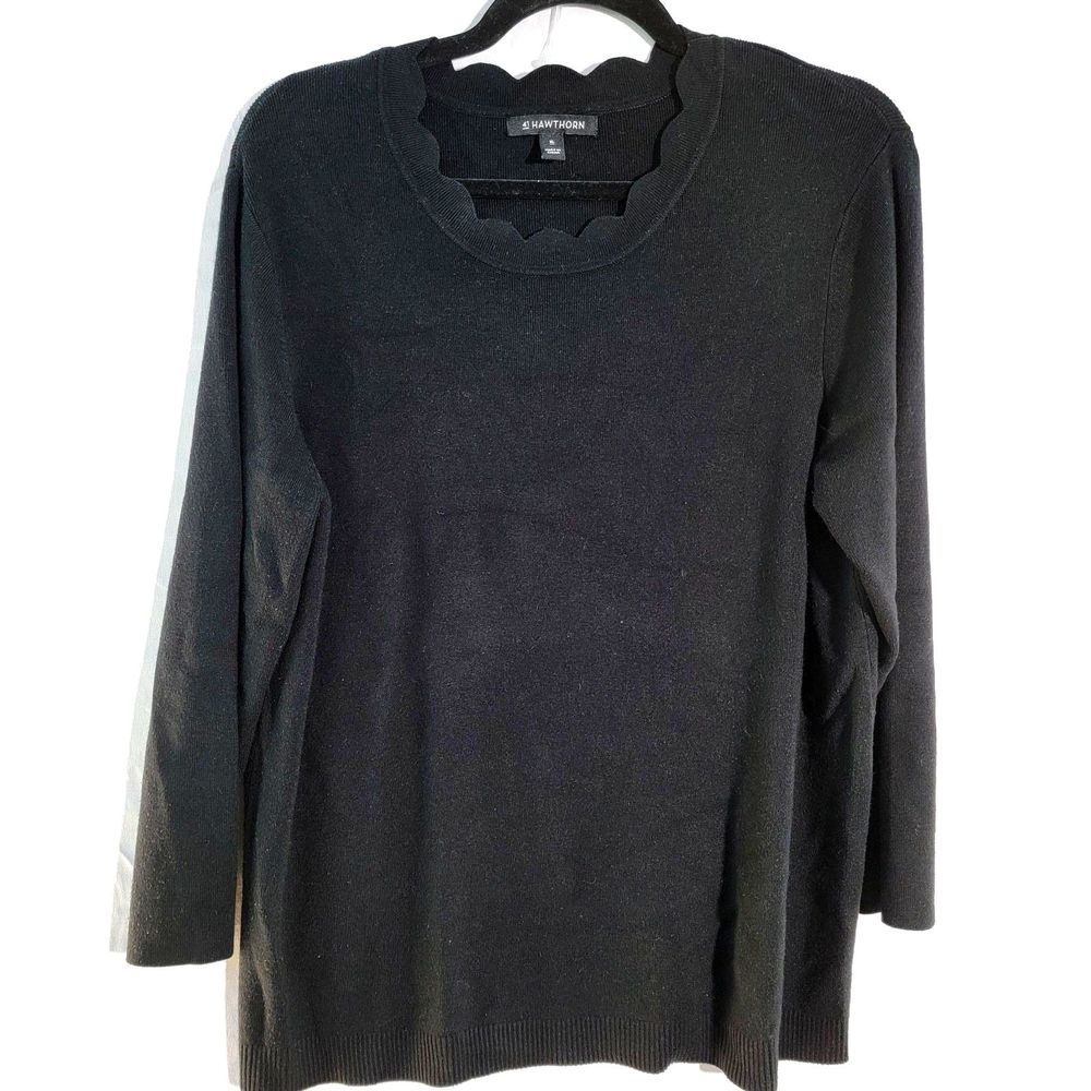 41 Hawthorn Black Scallop Neck Seena Sweater Stitch Fix 3/4 Sleeve Womens XL